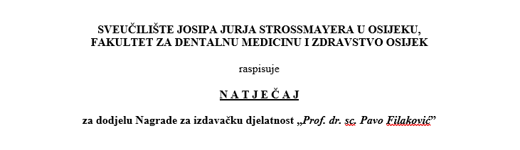 Natječaj za dodjelu Nagrade za izdavačku djelatnost 